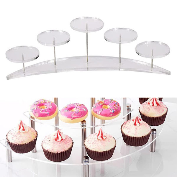 Akryl Cupcake Stand 5-vånings display Hylla Cake Donut Model Black