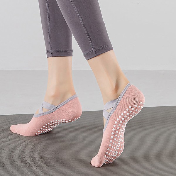 Yoga Strumpor Professionella Anti-Slip Strumpor Dam Sport Svettabsorberande Beige