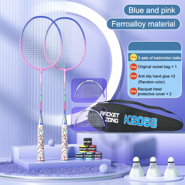 Badminton Dubbel Racket Legering Kol Dubbel Racket Set C