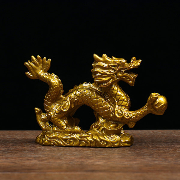 Good Lucky Dragon Staty Gold Dragon Staty Djur Skulptur Green