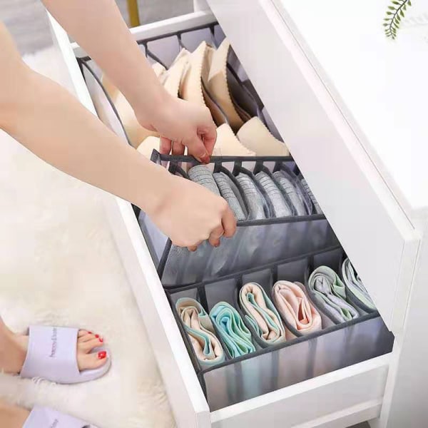 Underkläder BH Organizer Förvaringslåda Drawer Closet Organizers Di Black 7 grids