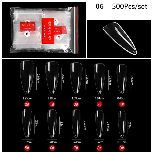 500st Klar Fransk Falsk Akryl Naglar Konst Tips UV Gel Fake Ma 6