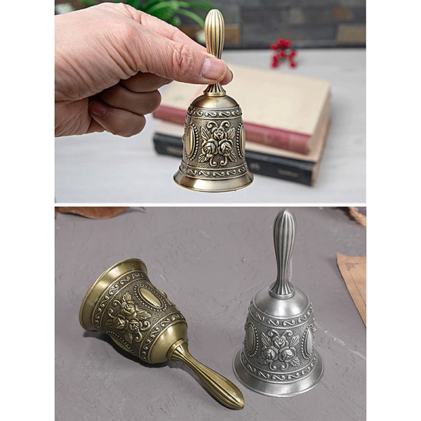 Retro Metalen Tone Hand Bell Hand Held Craft Bruiloft Decoratie C