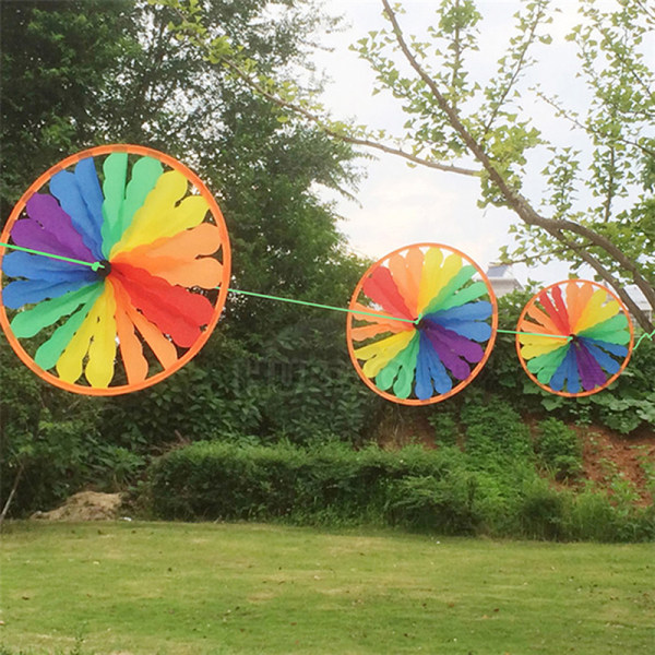 Rainbow Wheel Windmill Wind Spinner Whirligig Garden Funny Chil