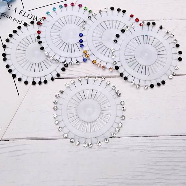 30st/ set Färgglada kristallsnag hijabnålar Hantverk Klänning Br C:Black