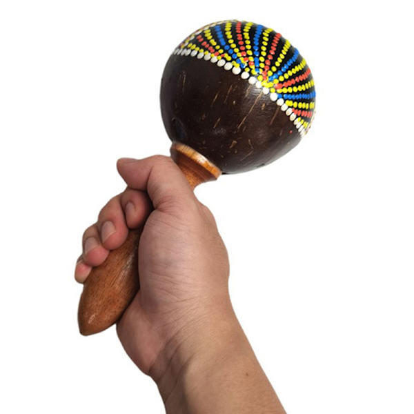 Coconut Shell Sand Hammer Shaker Hand Rattle Percussion Toy