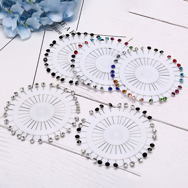30st/ set Färgglada kristallsnag hijabnålar Hantverk Klänning Br C:Black