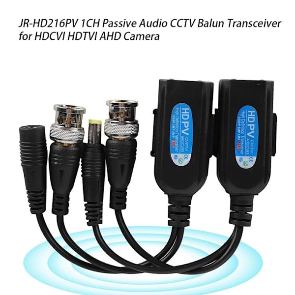 1 par Coax BNC Video Power Balun Transceiver till CAT5e 6 RJ45