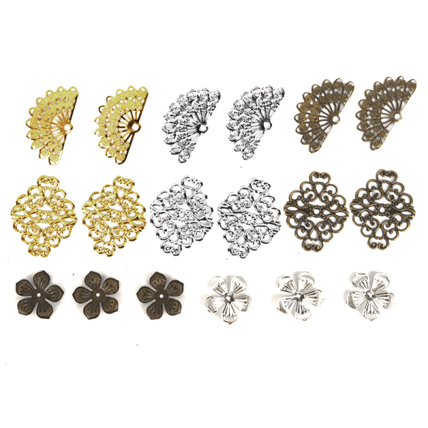 100st Blomma Filigran DIY Tillbehör Metal Crafts Connector F E
