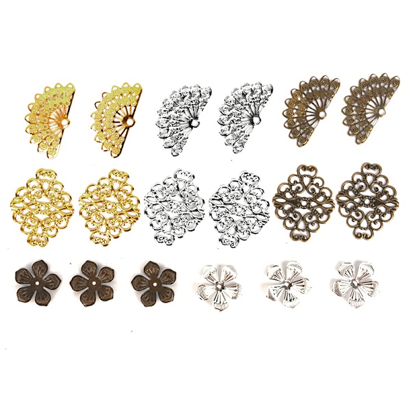 100st Blomma Filigran DIY Tillbehör Metal Crafts Connector F F