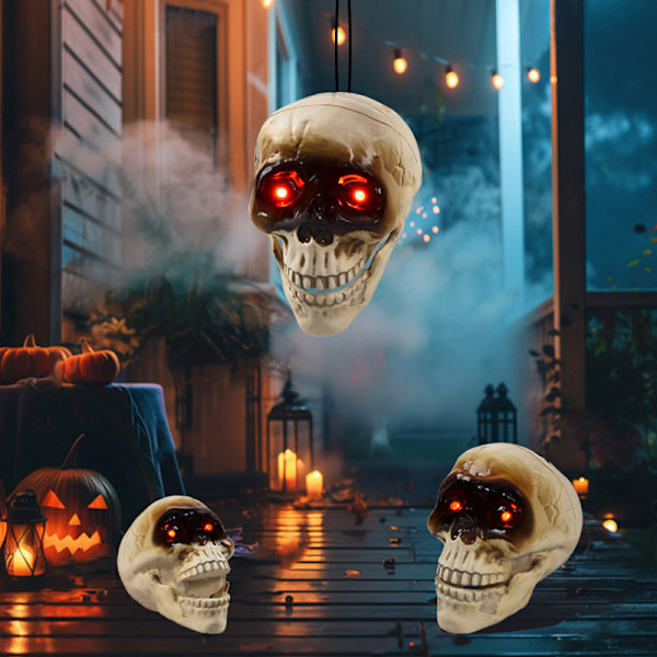 Halloween Elektrisk Dödskalle Skulptur Med LED Ljus Upp Fest Dekoration 1PCS