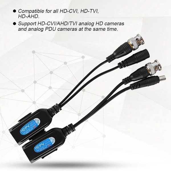 1 par Coax BNC Video Power Balun Transceiver till CAT5e 6 RJ45