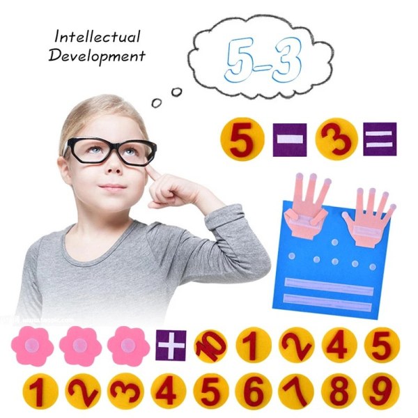 Kid Montessori Leksaker Filt Finger Numbers Math Barn räknar 1