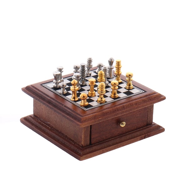 Dockhus Miniatyr schackbräde Förvaringsbox Set Möbelleksaker