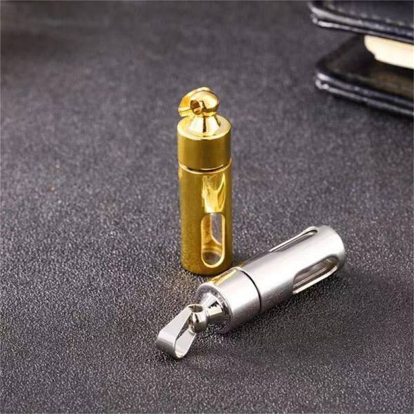 Titan förvaringsflaska Parfym Cylinder Tube Ashes Hängen Gold L:4.7*13cm