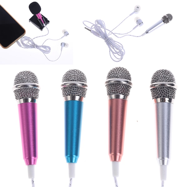 3,5 mm Stereostudiomik KTV Karaoke Mini-mikrofon med hörlurar Blue