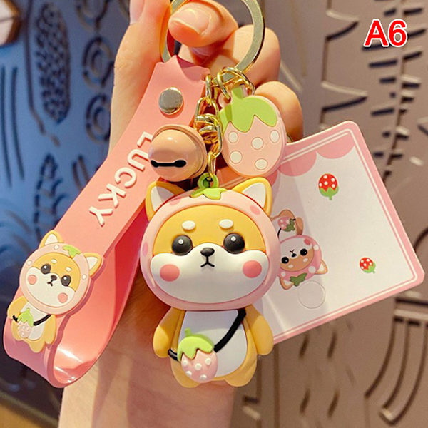 Tecknad äkta jordgubb Shiba Inu Nyckelring Good Friend Gift A6