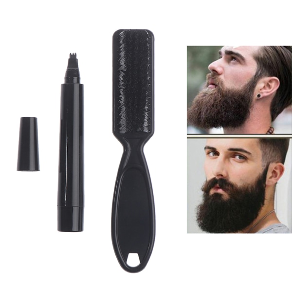 Beard Pen Beard Filler Penna Och Borste Skäggförstärkare Brown