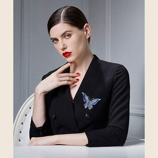 Butterfly Brosch Lyx Crystal Pin For Women Party Bankett Rhi Blue