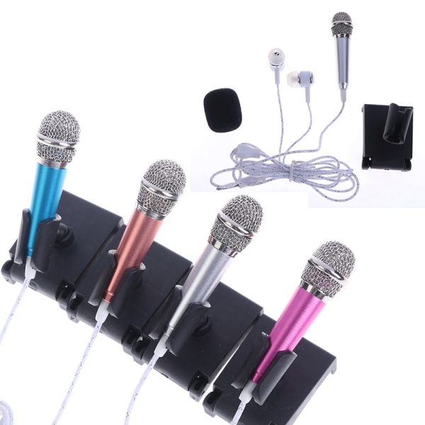3,5 mm Stereostudiomik KTV Karaoke Mini-mikrofon med hörlurar Blue