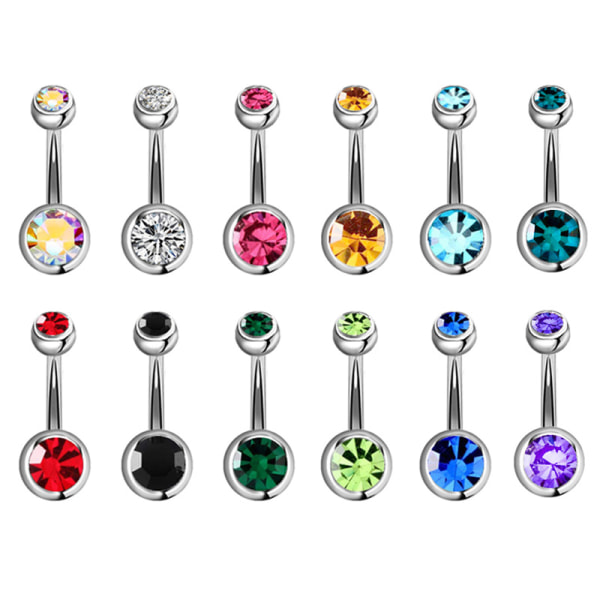 1Set navelringar Crystal Rhinestone navel Ring Bar Body 15Pcs