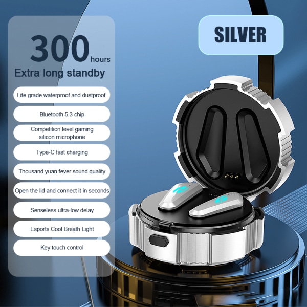 X35 Bluetooth 5.3 Gaming hörlurar silver