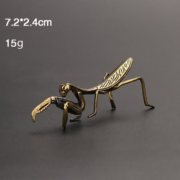 Koppar Bönsyrsa Miniatyr Ornament Tea Pet Solid Insektsfigur 7.2*2.4cm