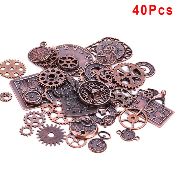 40 st metalllegering Steampunk Clock Charms Vintage DIY-hängen J Bronze