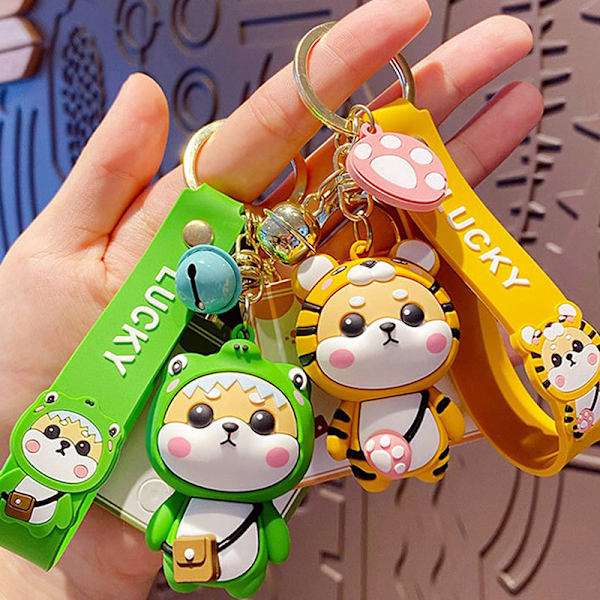 Tecknad äkta jordgubb Shiba Inu Nyckelring Good Friend Gift A6