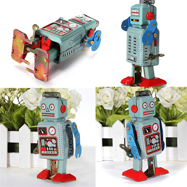 Vintage mekanisk urverk Wind Up Toys Walking Robot Toy