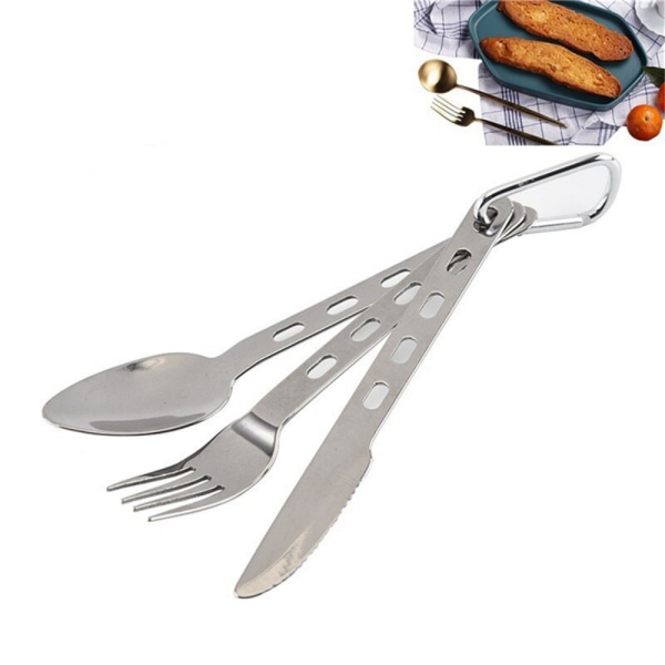 3st/ set Titanium Lery Set Ultra Fork Spoon For Home Silver