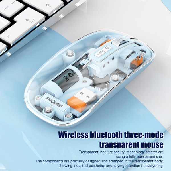 M233Transparent magnetisk mus Trippelläge 2.4G Bluetooth Green A4