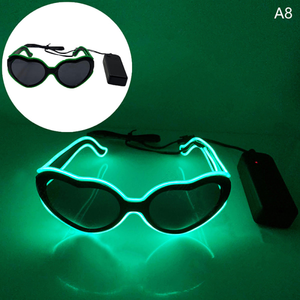 Hjärtformade Glow Solglasögon EL Wire Neonglasögon A8