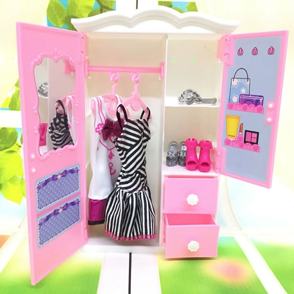 Princess sovrum möbler garderob garderob för dockor leksaker flicka