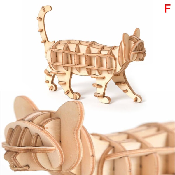 3D träbil djur pussel pussel Woodcraft Kit leksak DIY Self-A F