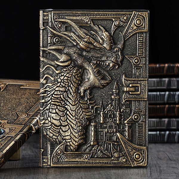 3D Dragon A5 Notebook Retro Pu-präglat anteckningsblock multicolor