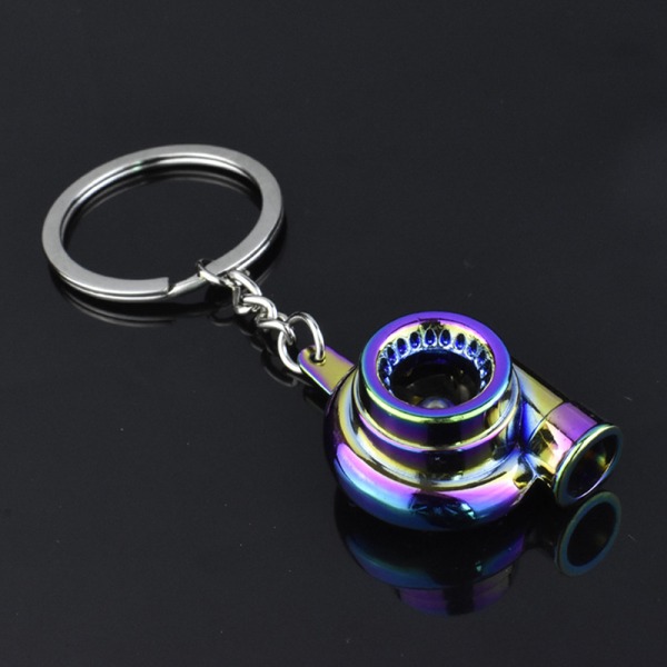 Mini Turbo Turboladdare Nyckelring Spinning Turbine Key Chain Rin colorful