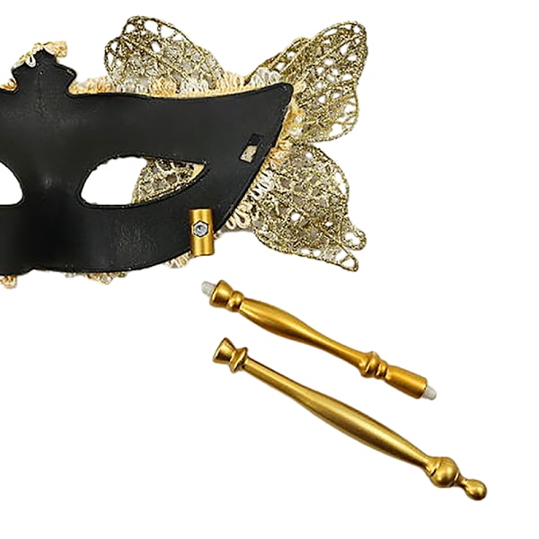 Halloween Party Mask Med Hållande Stick Maskerad Mask Black