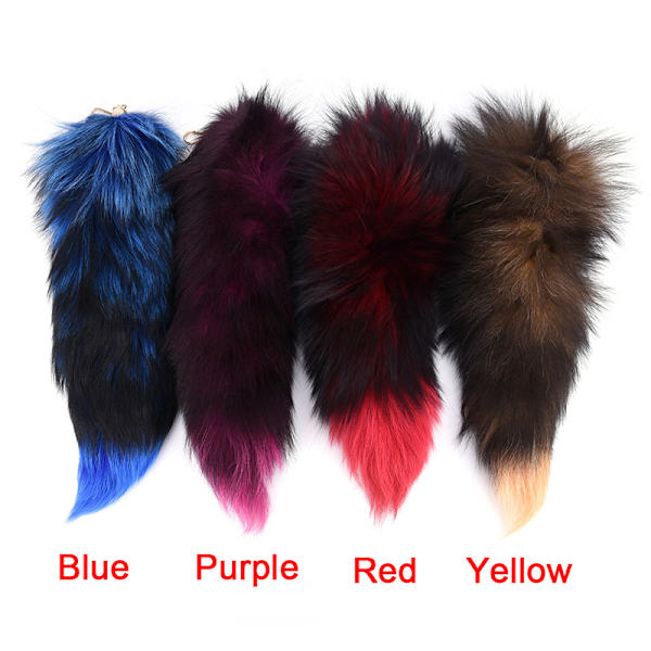 Stor Fox Tail nyckelring päls tofs bil nyckelring väska Charm 4 Co Purple