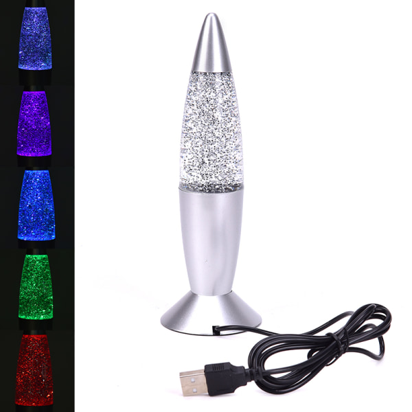 3D Rocket Multi Color Changing Lava Lamp RGB LED Glitter Night