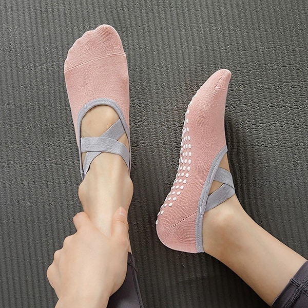 Yoga Strumpor Professionella Anti-Slip Strumpor Dam Sport Svettabsorberande Pink