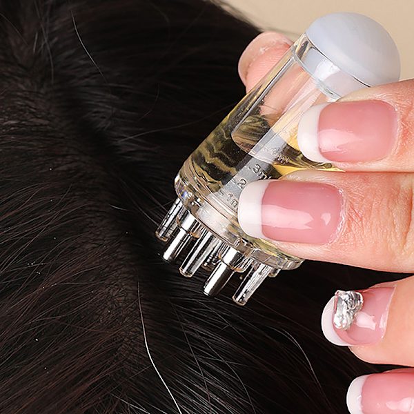 Mini Portable Scalp Applicator Hårrötter Massage Kam Gray