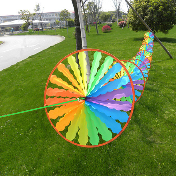 Rainbow Wheel Windmill Wind Spinner Whirligig Garden Funny Chil