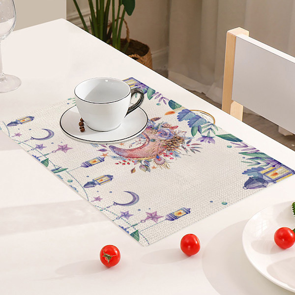 Ramadan Linne Placemat Eid Mubarak Bordsdekorationer Muslim Islam B