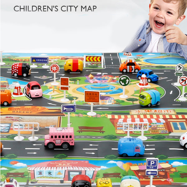 Large City Traffic Parkeringsmatta Utveckling Baby Crawling Mat Pl