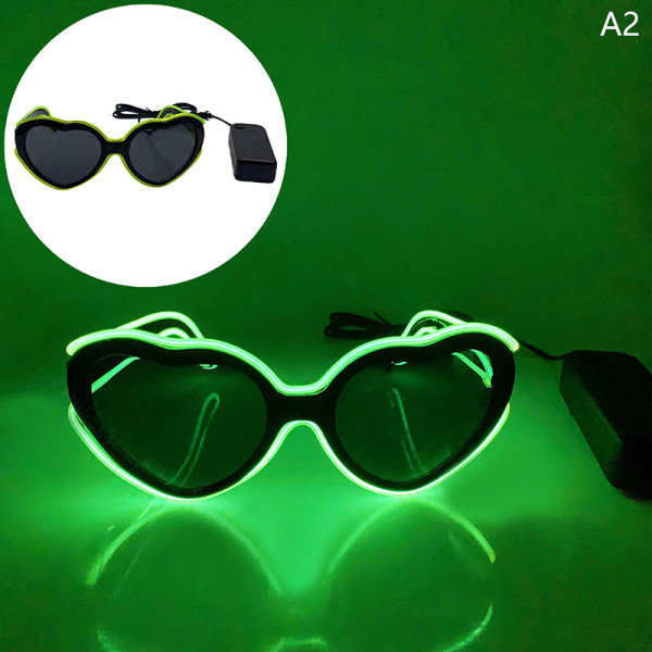 Hjärtformade Glow Solglasögon EL Wire Neonglasögon A9