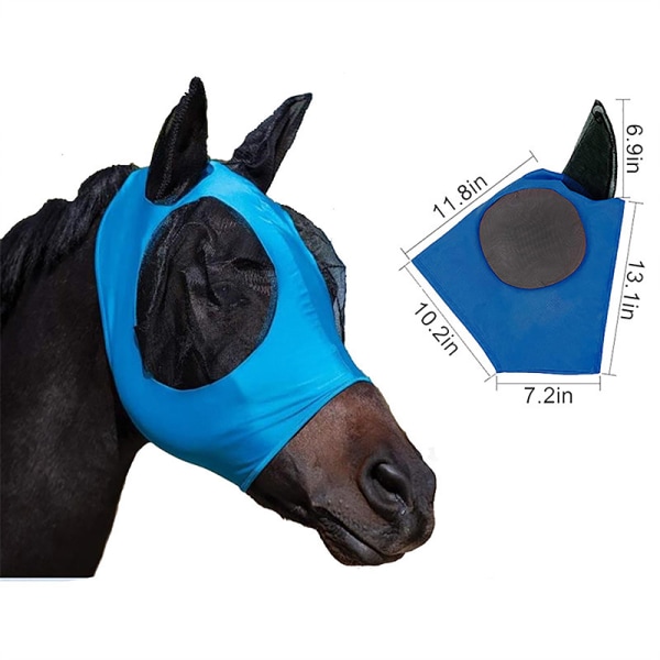 Andningsbart Meshed Horse Ear Cover Ridsporthästutrustning Blue