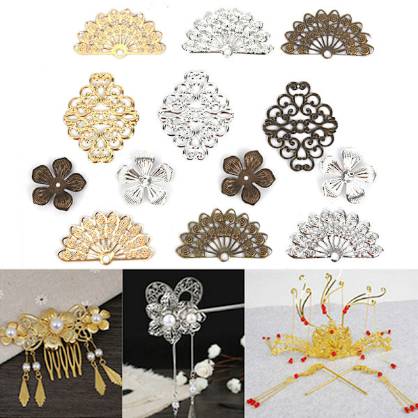 100st Blomma Filigran DIY Tillbehör Metal Crafts Connector F F