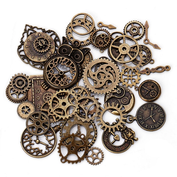 40 st metalllegering Steampunk Clock Charms Vintage DIY-hängen J Bronze