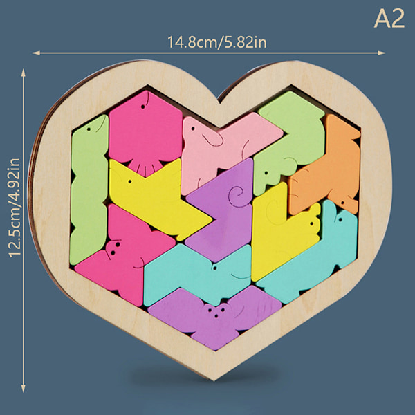 1Set färgglada sticksåg Tangram leksak hjärtform Baby lärande leksaker 12.5*14.8CM